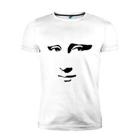 Мужская футболка премиум с принтом Джаконда в Санкт-Петербурге, 92% хлопок, 8% лайкра | приталенный силуэт, круглый вырез ворота, длина до линии бедра, короткий рукав | джаконда | дицо | мона лиза | портрет