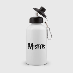 Бутылка спортивная с принтом Misfits logo в Санкт-Петербурге, металл | емкость — 500 мл, в комплекте две пластиковые крышки и карабин для крепления | misfits