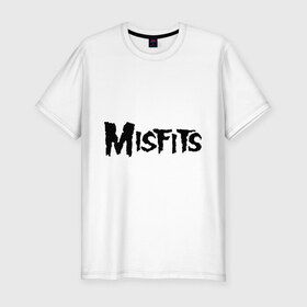 Мужская футболка премиум с принтом Misfits logo в Санкт-Петербурге, 92% хлопок, 8% лайкра | приталенный силуэт, круглый вырез ворота, длина до линии бедра, короткий рукав | Тематика изображения на принте: misfits