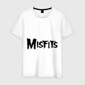 Мужская футболка хлопок с принтом Misfits logo в Санкт-Петербурге, 100% хлопок | прямой крой, круглый вырез горловины, длина до линии бедер, слегка спущенное плечо. | Тематика изображения на принте: misfits