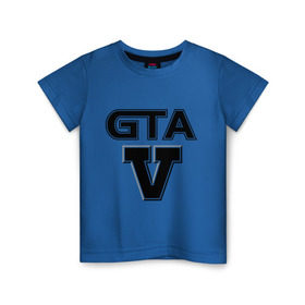 Детская футболка хлопок с принтом GTA 5 в Санкт-Петербурге, 100% хлопок | круглый вырез горловины, полуприлегающий силуэт, длина до линии бедер | Тематика изображения на принте: five | grand theft auto | gta | gta 5 | logo | гта | гта пять | лого | логотип
