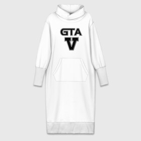Платье удлиненное хлопок с принтом GTA 5 в Санкт-Петербурге,  |  | five | grand theft auto | gta | gta 5 | logo | гта | гта пять | лого | логотип