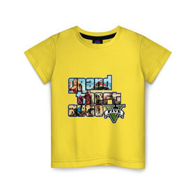 Детская футболка хлопок с принтом GTA 5 в Санкт-Петербурге, 100% хлопок | круглый вырез горловины, полуприлегающий силуэт, длина до линии бедер | Тематика изображения на принте: five | grand theft auto | gta | gta 5 | logo | гта | гта пять | лого | логотип