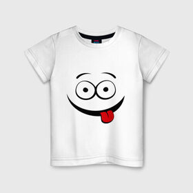 Детская футболка хлопок с принтом Неутомимый проказник в Санкт-Петербурге, 100% хлопок | круглый вырез горловины, полуприлегающий силуэт, длина до линии бедер | глаза | детские | детям | прикольные картинки | проказник | ребенку | смайл | улыбка | язык