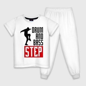 Детская пижама хлопок с принтом Drum and Bass Step в Санкт-Петербурге, 100% хлопок |  брюки и футболка прямого кроя, без карманов, на брюках мягкая резинка на поясе и по низу штанин
 | dnb | dub step | dubstep | музыка