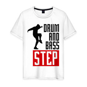Мужская футболка хлопок с принтом Drum and Bass Step в Санкт-Петербурге, 100% хлопок | прямой крой, круглый вырез горловины, длина до линии бедер, слегка спущенное плечо. | dnb | dub step | dubstep | музыка