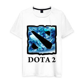 Мужская футболка хлопок с принтом Dota 2 logo blue в Санкт-Петербурге, 100% хлопок | прямой крой, круглый вырез горловины, длина до линии бедер, слегка спущенное плечо. | дота | компьютерные игры