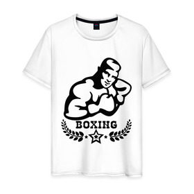 Мужская футболка хлопок с принтом Boxing (бокс) в Санкт-Петербурге, 100% хлопок | прямой крой, круглый вырез горловины, длина до линии бедер, слегка спущенное плечо. | box | boxing | бокс | боксер | боксинг | спорт