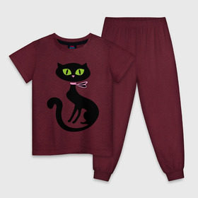 Детская пижама хлопок с принтом Милая кошечка в Санкт-Петербурге, 100% хлопок |  брюки и футболка прямого кроя, без карманов, на брюках мягкая резинка на поясе и по низу штанин
 | зеленые глаза | кошечка | кошка | черная кошка