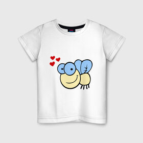 Детская футболка хлопок с принтом Влюбленная муха. в Санкт-Петербурге, 100% хлопок | круглый вырез горловины, полуприлегающий силуэт, длина до линии бедер | влюбленная муха | любовь | муха | насекомые