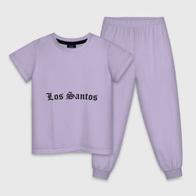 Детская пижама хлопок с принтом Los Santos в Санкт-Петербурге, 100% хлопок |  брюки и футболка прямого кроя, без карманов, на брюках мягкая резинка на поясе и по низу штанин
 | Тематика изображения на принте: gta | los santos | гта | игры | лос сантос