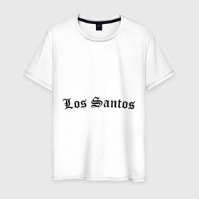 Мужская футболка хлопок с принтом Los Santos в Санкт-Петербурге, 100% хлопок | прямой крой, круглый вырез горловины, длина до линии бедер, слегка спущенное плечо. | gta | los santos | гта | игры | лос сантос