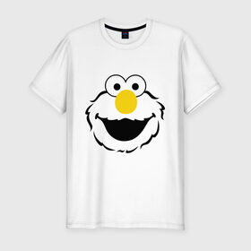 Мужская футболка премиум с принтом Sesame Street Elmo Big Smile в Санкт-Петербурге, 92% хлопок, 8% лайкра | приталенный силуэт, круглый вырез ворота, длина до линии бедра, короткий рукав | Тематика изображения на принте: cookie monster | elmo | sesame street | улица сезам