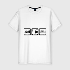Мужская футболка премиум с принтом БМВ - распорядок дня в Санкт-Петербурге, 92% хлопок, 8% лайкра | приталенный силуэт, круглый вырез ворота, длина до линии бедра, короткий рукав | bmw | автомобиль | бмв | занятие | машина | распорядок дня