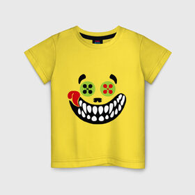Детская футболка хлопок с принтом Зубастый смайл в Санкт-Петербурге, 100% хлопок | круглый вырез горловины, полуприлегающий силуэт, длина до линии бедер | crazy | зубастик | пуговицы | смайл | улыбка