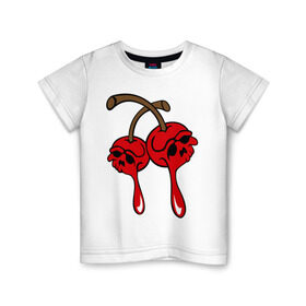 Детская футболка хлопок с принтом Мертвые вишенки в Санкт-Петербурге, 100% хлопок | круглый вырез горловины, полуприлегающий силуэт, длина до линии бедер | halloween | skull | вишня | хэллоуин | череп