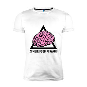 Мужская футболка премиум с принтом Zombie food pyramid в Санкт-Петербурге, 92% хлопок, 8% лайкра | приталенный силуэт, круглый вырез ворота, длина до линии бедра, короткий рукав | 