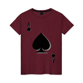 Женская футболка хлопок с принтом Пиковый туз в Санкт-Петербурге, 100% хлопок | прямой крой, круглый вырез горловины, длина до линии бедер, слегка спущенное плечо | игральные карты | карты | пики | покер | туз