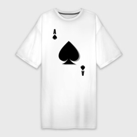 Платье-футболка хлопок с принтом Пиковый туз в Санкт-Петербурге,  |  | игральные карты | карты | пики | покер | туз