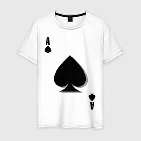 Мужская футболка хлопок с принтом Пиковый туз в Санкт-Петербурге, 100% хлопок | прямой крой, круглый вырез горловины, длина до линии бедер, слегка спущенное плечо. | игральные карты | карты | пики | покер | туз