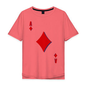 Мужская футболка хлопок Oversize с принтом Бубновый туз в Санкт-Петербурге, 100% хлопок | свободный крой, круглый ворот, “спинка” длиннее передней части | буби | игральные карты | карты | покер | туз