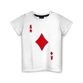 Детская футболка хлопок с принтом Бубновый туз в Санкт-Петербурге, 100% хлопок | круглый вырез горловины, полуприлегающий силуэт, длина до линии бедер | буби | игральные карты | карты | покер | туз
