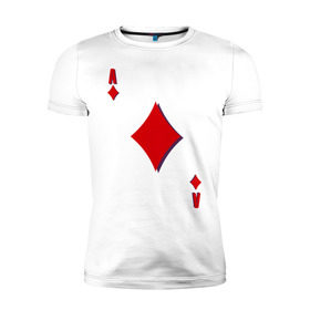 Мужская футболка премиум с принтом Бубновый туз в Санкт-Петербурге, 92% хлопок, 8% лайкра | приталенный силуэт, круглый вырез ворота, длина до линии бедра, короткий рукав | буби | игральные карты | карты | покер | туз