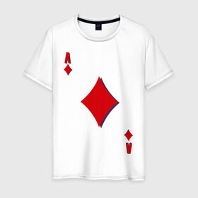 Мужская футболка хлопок с принтом Бубновый туз в Санкт-Петербурге, 100% хлопок | прямой крой, круглый вырез горловины, длина до линии бедер, слегка спущенное плечо. | буби | игральные карты | карты | покер | туз