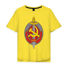 Мужская футболка хлопок Oversize с принтом НКВД в Санкт-Петербурге, 100% хлопок | свободный крой, круглый ворот, “спинка” длиннее передней части | нагрудный знак | символика ссср | ссср | эмблема