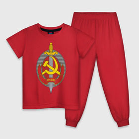 Детская пижама хлопок с принтом НКВД в Санкт-Петербурге, 100% хлопок |  брюки и футболка прямого кроя, без карманов, на брюках мягкая резинка на поясе и по низу штанин
 | нагрудный знак | символика ссср | ссср | эмблема