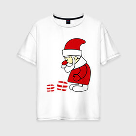 Женская футболка хлопок Oversize с принтом Дед мороз с подарками в Санкт-Петербурге, 100% хлопок | свободный крой, круглый ворот, спущенный рукав, длина до линии бедер
 | 