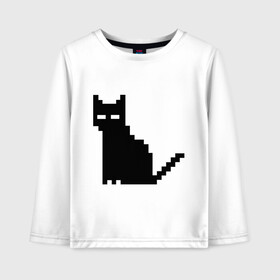 Детский лонгслив хлопок с принтом Пиксельный котик в Санкт-Петербурге, 100% хлопок | круглый вырез горловины, полуприлегающий силуэт, длина до линии бедер | Тематика изображения на принте: 90 | cat | kitten | kitty | pixel | кот | котейка | котик | котики | пиксель