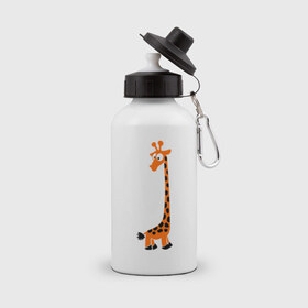 Бутылка спортивная с принтом Жирафик в Санкт-Петербурге, металл | емкость — 500 мл, в комплекте две пластиковые крышки и карабин для крепления | Тематика изображения на принте: жираф | жирафик | клевый | милый