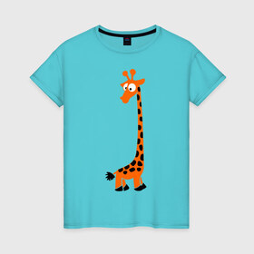 Женская футболка хлопок с принтом Жирафик в Санкт-Петербурге, 100% хлопок | прямой крой, круглый вырез горловины, длина до линии бедер, слегка спущенное плечо | жираф | жирафик | клевый | милый