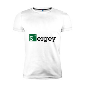 Мужская футболка премиум с принтом Sergey в Санкт-Петербурге, 92% хлопок, 8% лайкра | приталенный силуэт, круглый вырез ворота, длина до линии бедра, короткий рукав | breaking bad | во все тяжкие | имена | мужские имена | серега