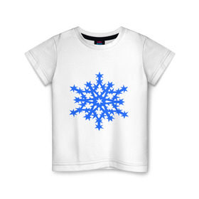 Детская футболка хлопок с принтом Колючая снежинка в Санкт-Петербурге, 100% хлопок | круглый вырез горловины, полуприлегающий силуэт, длина до линии бедер | звезда | звездочки | колючая снежинка | снежинка