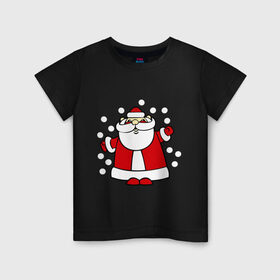 Детская футболка хлопок с принтом Дед мороз в снегу в Санкт-Петербурге, 100% хлопок | круглый вырез горловины, полуприлегающий силуэт, длина до линии бедер | дед мороз | дед мороз в снегу | новый год | снег | снежинки