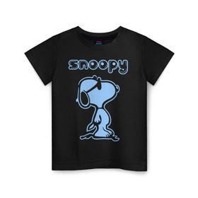 Детская футболка хлопок с принтом Snoopy в Санкт-Петербурге, 100% хлопок | круглый вырез горловины, полуприлегающий силуэт, длина до линии бедер | snoopy | мультфильм | снупи | снупи в очках | собака