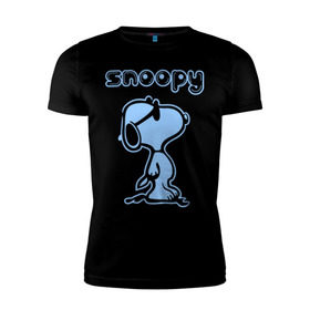 Мужская футболка премиум с принтом Snoopy в Санкт-Петербурге, 92% хлопок, 8% лайкра | приталенный силуэт, круглый вырез ворота, длина до линии бедра, короткий рукав | snoopy | мультфильм | снупи | снупи в очках | собака