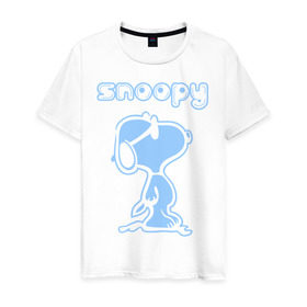 Мужская футболка хлопок с принтом Snoopy в Санкт-Петербурге, 100% хлопок | прямой крой, круглый вырез горловины, длина до линии бедер, слегка спущенное плечо. | snoopy | мультфильм | снупи | снупи в очках | собака