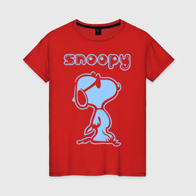 Женская футболка хлопок с принтом Snoopy в Санкт-Петербурге, 100% хлопок | прямой крой, круглый вырез горловины, длина до линии бедер, слегка спущенное плечо | snoopy | мультфильм | снупи | снупи в очках | собака