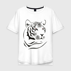 Мужская футболка хлопок Oversize с принтом тигр в Санкт-Петербурге, 100% хлопок | свободный крой, круглый ворот, “спинка” длиннее передней части | tattoo | tiger | тату | тигр | узор