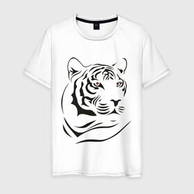 Мужская футболка хлопок с принтом тигр в Санкт-Петербурге, 100% хлопок | прямой крой, круглый вырез горловины, длина до линии бедер, слегка спущенное плечо. | Тематика изображения на принте: tattoo | tiger | тату | тигр | узор