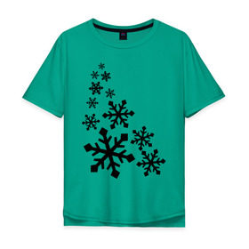 Мужская футболка хлопок Oversize с принтом Снежинки в Санкт-Петербурге, 100% хлопок | свободный крой, круглый ворот, “спинка” длиннее передней части | зима | снег | снегопад | снежинка | снежинки