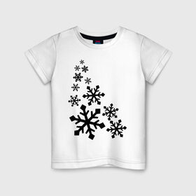 Детская футболка хлопок с принтом Снежинки в Санкт-Петербурге, 100% хлопок | круглый вырез горловины, полуприлегающий силуэт, длина до линии бедер | зима | снег | снегопад | снежинка | снежинки
