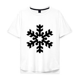 Мужская футболка хлопок Oversize с принтом Красивая снежинка в Санкт-Петербурге, 100% хлопок | свободный крой, круглый ворот, “спинка” длиннее передней части | зима | красивая снежинка | новый год | снег | снежинка