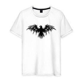 Мужская футболка хлопок с принтом Орел в Санкт-Петербурге, 100% хлопок | прямой крой, круглый вырез горловины, длина до линии бедер, слегка спущенное плечо. | коршун | орел | птица