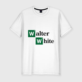 Мужская футболка премиум с принтом Walter White в Санкт-Петербурге, 92% хлопок, 8% лайкра | приталенный силуэт, круглый вырез ворота, длина до линии бедра, короткий рукав | breaking bad | meth | walter | white | вайт | варить | во все тяжкие | мет | уолтер