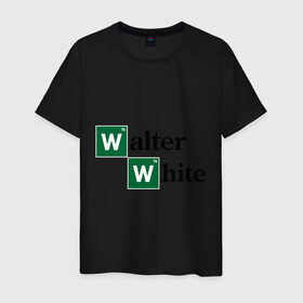 Мужская футболка хлопок с принтом Walter White в Санкт-Петербурге, 100% хлопок | прямой крой, круглый вырез горловины, длина до линии бедер, слегка спущенное плечо. | breaking bad | meth | walter | white | вайт | варить | во все тяжкие | мет | уолтер