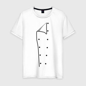 Мужская футболка хлопок с принтом Шеф повар в Санкт-Петербурге, 100% хлопок | прямой крой, круглый вырез горловины, длина до линии бедер, слегка спущенное плечо. | для повара | имитация одежды | одежда | отворот | повар | пуговица | пуговицы | шеф повар